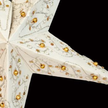 Baby Leela Zari Batik White - Foldable glowing star, paper poinsettia with 5 points, 40 cm